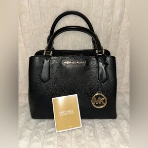 Michael Kors Black Mini Satchel with Gold Hardware